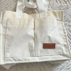 Cream Corduroy Tote Bag